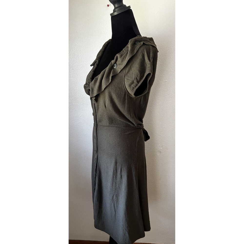 Anthropologie Sparrow Green Cotton/Cashmere Belted Midi Knit Dress Size Medium - Picture 3 of 12